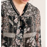 Chiffon blouse with slip tie, black-multicolour