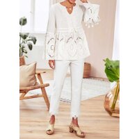 Designer-Spitzenbluse, ecru