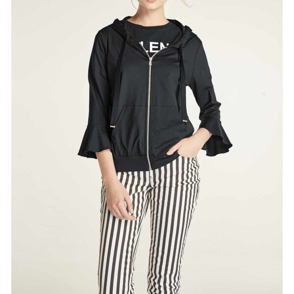 Jerseyjacke m. Kapuze, schwarz