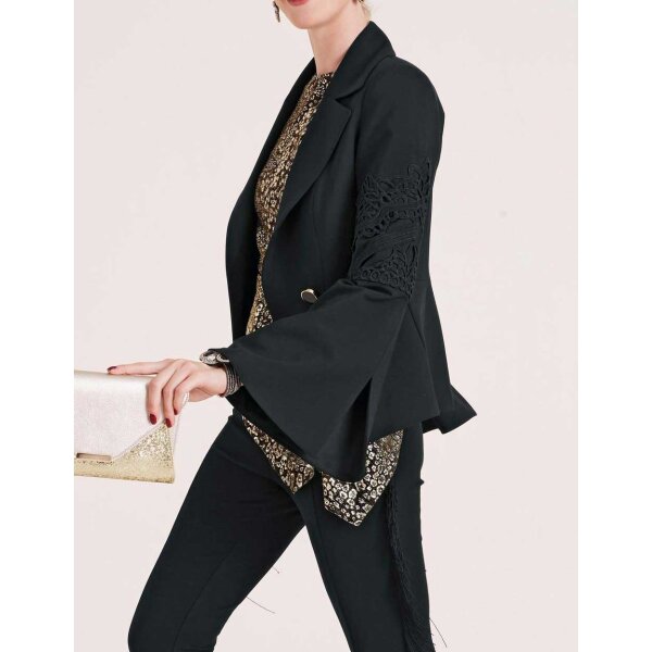 Designer-Blazer m. Spitze, schwarz