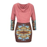 Kleid, rosé-braun-bunt