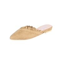 Marken-Veloursleder-Sabot, beige