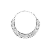 Collier m. Strass, silberfarben