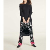 Print trousers, black-white-pink
