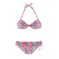 Push up bikini, rožinės-įvairiaspalvės