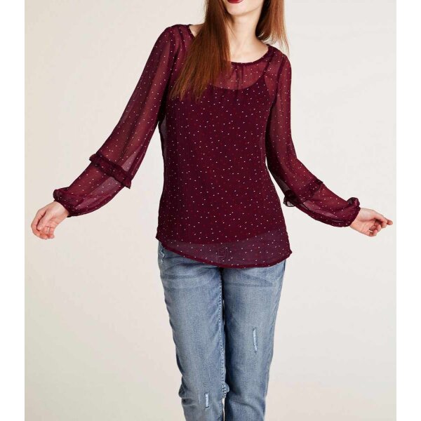 Druckbluse + Top, bordeaux