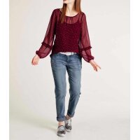 Druckbluse + Top, bordeaux