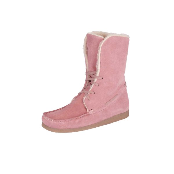 Leather boots with weave fur, rosé