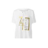 Shirt with print and strone trim, white