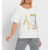 Shirt m. Print und Ziersteinchen, weiß