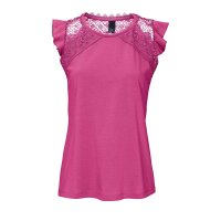 Jerseyshirt m. Häkelspitze, pink