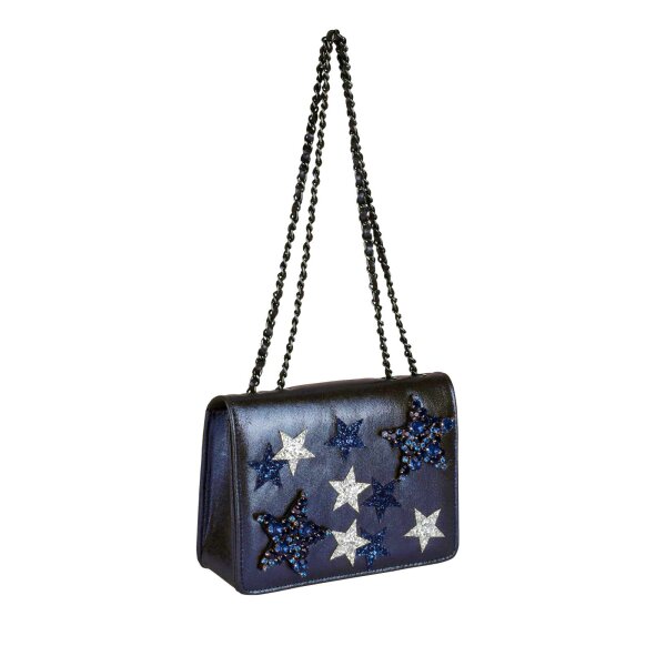 Marken-Tasche m. Strasssteinen, nachtblau