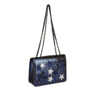 Marken-Tasche m. Strasssteinen, nachtblau