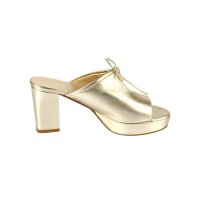 Leder-Pantolette, goldfarben
