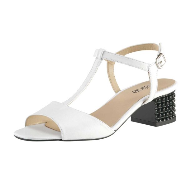 T-strap leather sandal, white