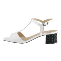 T-strap leather sandal, white