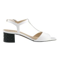 T-strap leather sandal, white