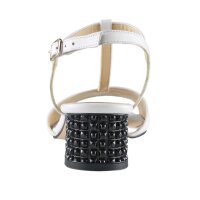 T-strap leather sandal, white