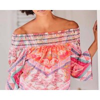 Designer-Carmenbluse, rosenquarz-bunt