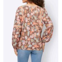 Designer-Druckbluse, mandarine-mint-schwarz