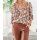 Designer-Druckbluse, mandarine-mint-schwarz
