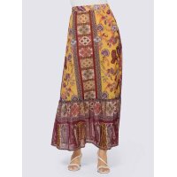 Maxi print skirt, ockre-grapefriut