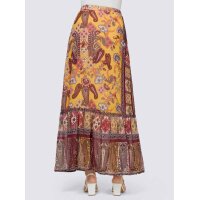 Designer-Maxi-Druckrock, ocker-grapefruit