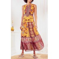 Designer-Volant-Maxikleid, ocker-grapefruit