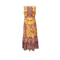 Designer-Volant-Maxikleid, ocker-grapefruit