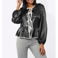 Satin blouse jacket, graphite-champagne