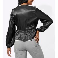 Satin blouse jacket, graphite-champagne