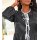 Satin blouse jacket, graphite-champagne