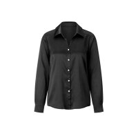 Satin blouse with ornamental buttons, black