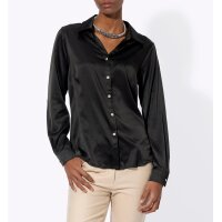 Satinbluse m. Schmuckknöpfen, schwarz
