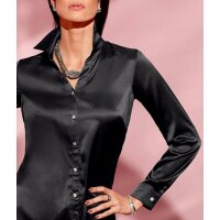 Satinbluse m. Schmuckknöpfen, schwarz