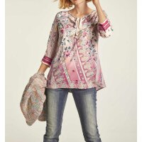 Druckbluse m. Perlen, bunt