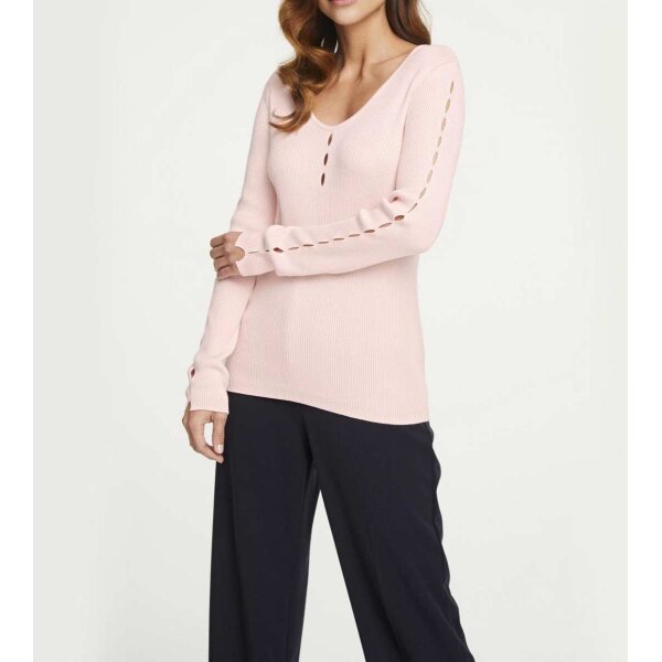 Rippenstrickpullover m. Cut-Outs, softrosé