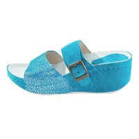 Veloursleder-Hausschuhe, blau