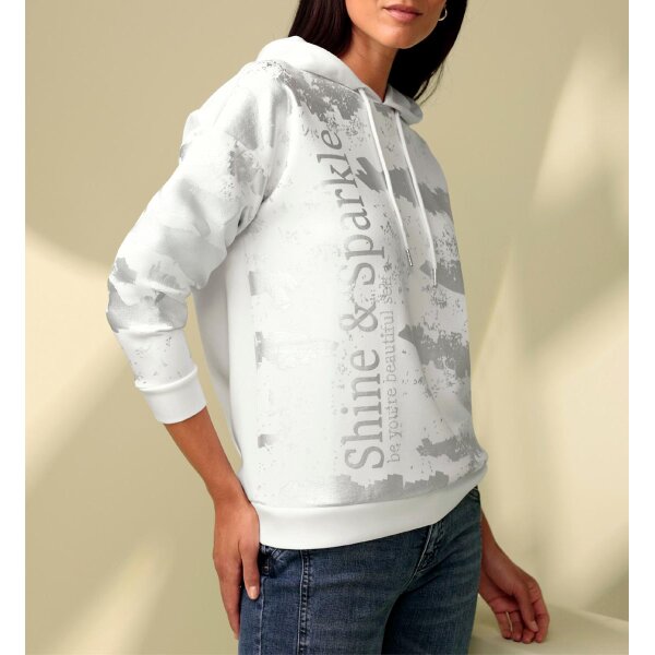 Kapuzensweatshirt mit Foliendruck, ecru