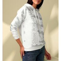 Sweter z kapturem i nadrukiem foliowym, ecru