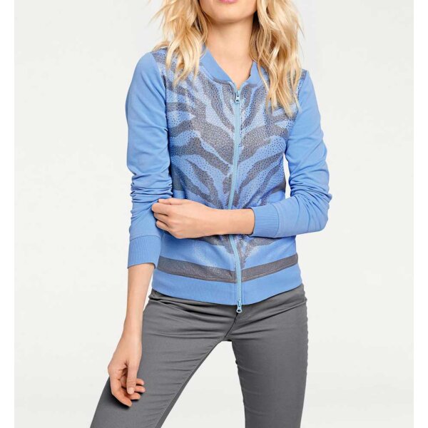 Sweatjacke m. Strasssteinen, jeansblau