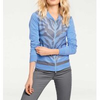 Sweat jacket with strass stones, denim blue