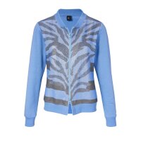 Sweat jacket with strass stones, denim blue