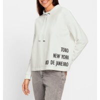 Sweatshirt with stand-up collar and lettering print, ecru