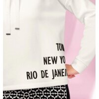 Sweatshirt with stand-up collar and lettering print, ecru