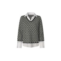 2-in-1-Pullover m. Blusen-Einsatz, schwarz-ecru