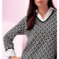 2-in-1-Pullover m. Blusen-Einsatz, schwarz-ecru