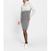 Sweatkleid m. Schriftzug und Glitzersteinchen, steingrau-ecru
