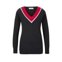 Feinstrickpullover, schwarz-rot