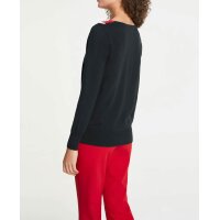 Feinstrickpullover, schwarz-rot